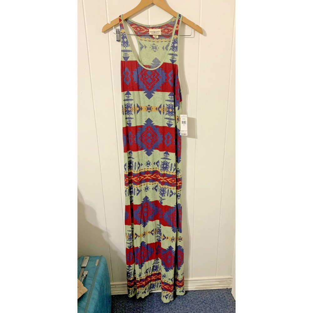 Denim & Supply Ralph Lauren Tank Maxi Dress XL Aztec Tribal Print Western - Picture 2 of 7